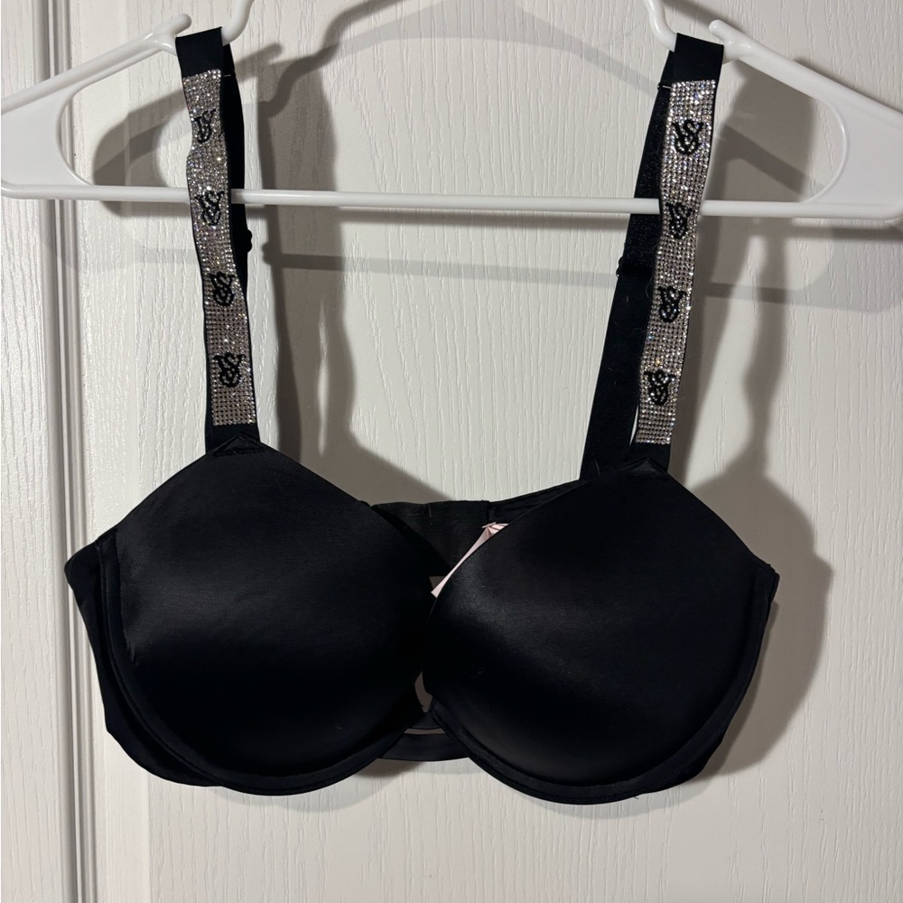 Victoria's Secret Black Bra with Rhinestone Straps